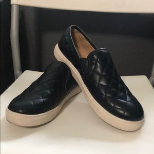 Black quilted slip on shoes size 8.5